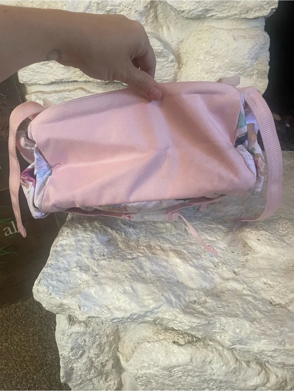 Pottery Barn Kids Pink Shimmer Disney Princess Print Backpack